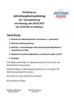 Jahreshauptversammlung