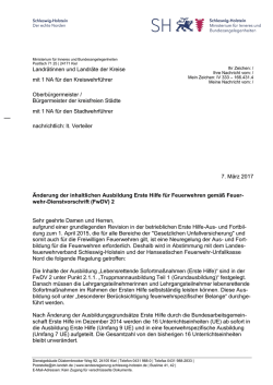 Feuerwehrdienstvorschrift FwDV2 &Auml;nderung Erste Hilfe