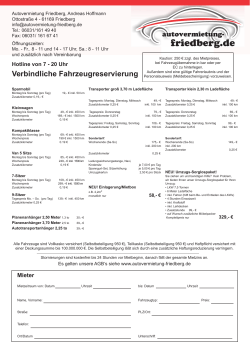 Reservierungsformular - Autovermietung Friedberg