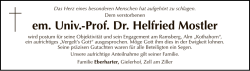 em. Univ.-Prof. Dr. Helfried Mostler