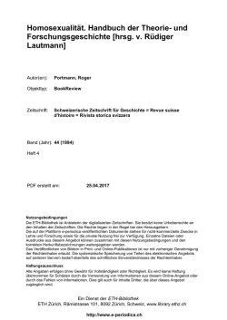 Homosexualit&auml;t. Handbuch der Theorie- und - E