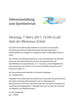 Infoveranstaltung zum Sportinternat - Rhenanus
