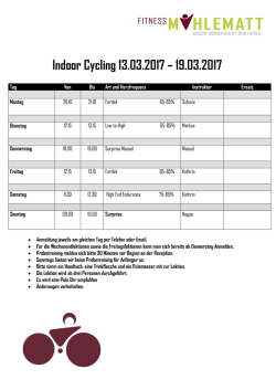 Indoor Cycling 13.03.2017 &ndash; 19.03.2017