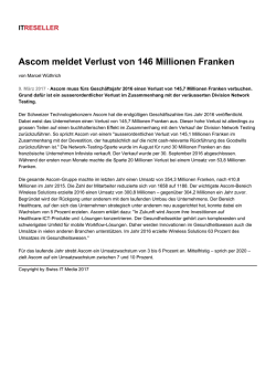 Ascom meldet Verlust von 146 Millionen Franken