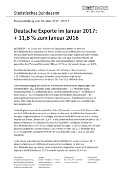 Deutsche Exporte im Januar 2017: + 11,8