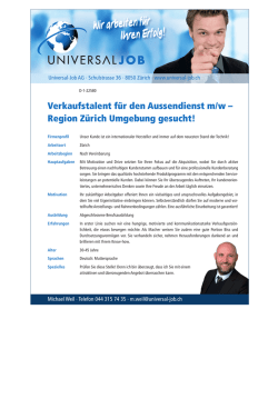 Verkaufstalent für den Aussendienst m/w – Region Zürich