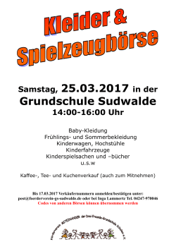 Samstag, 25.03.2017 in der Grundschule Sudwalde
