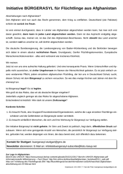 Initiative B&Uuml;RGERASYL f&uuml;r Fl&uuml;chtlinge aus