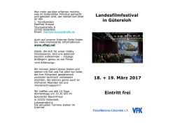 Landesfilmfestival in Gütersloh 18. + 19. März 2017 Eintritt