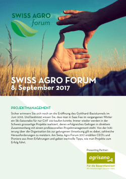 SWISS AGRO FORUM 8. September 2017
