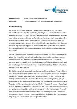 Fördernehmer: Holder GmbH Oberflächentechnik Vorhaben