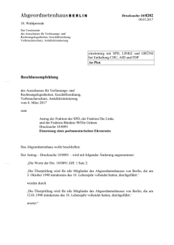 Dringliche Beschlussempfehlung