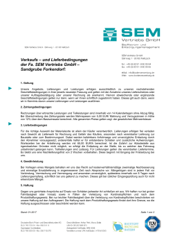 Verkaufs – und Lieferbedingungen der Fa. SEM Vertriebs GmbH