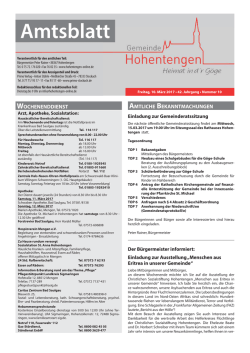 Amtsblatt - Gemeinde Hohentengen