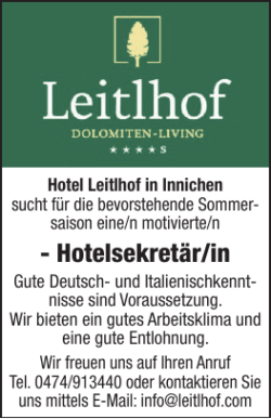 Hotelsekret&auml;r/in - Dolomiten Markt