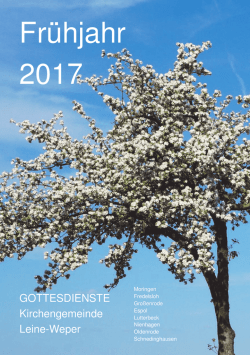 Gottesdienste M&auml;rz bis Mai 2017 - luth. Trinitatis