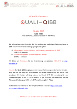 Infoworkshop zu QUALI-QIBB am 16.5.2017 - ARQA-VET