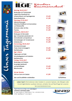 Dienstag, 07.03.2017 &euro; 9,90 &euro; 6,40 Mittwoch, 08.03.2017