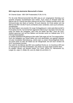 BSV siegt trotz dezimierter Mannschaft in Guben SV Chemie Guben