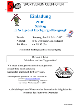 Einladung Schiausflug 18.3.17