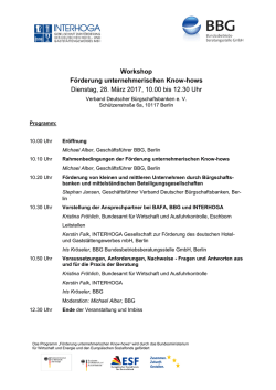 Programm - BBG Berater der BBG Bundesbetriebsberatungsstelle