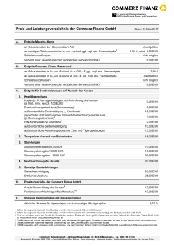 Preis und Leistungsverzeichnis der Commerz Finanz GmbH