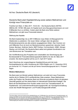 Ad hoc: Deutsche Bank AG (deutsch) Deutsche Bank plant