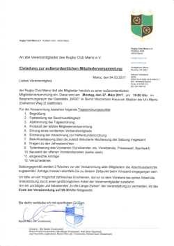 Einladung Mitgliederversammlung
