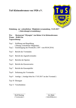 Einladung JHV 2017 - TuS Kleinenbremen 1920 eV