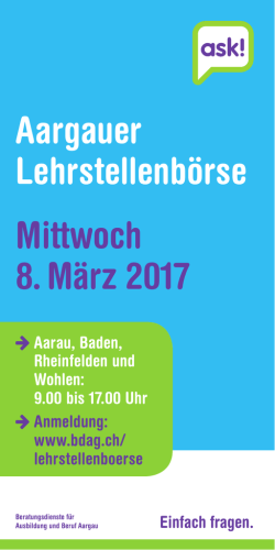 Aargauer Lehrstellenbörse Mittwoch 8. März 2017
