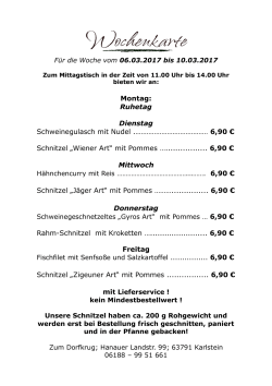 Wochenkarte 06.03. - Zum Dorfkrug Karlstein
