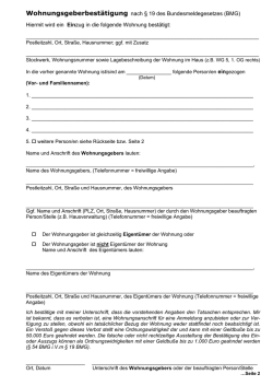 Hiermit wird ein Einzug in die folgende Wohnung best&auml;tigt