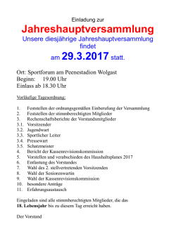 Einladung zur Jahreshauptversammlung am 29.03.17