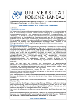 eine Juniorprofessur (W 1) f&uuml;r Kognitive Entwicklung