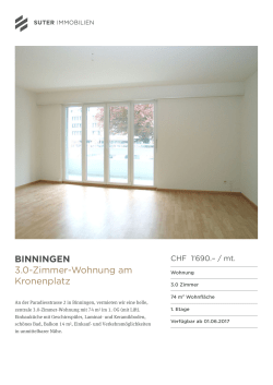 BINNINGEN 3.0-Zimmer-Wohnung am Kronenplatz