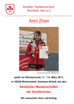 Anni Zhan - Anrather Tischtennis-Klub Rot