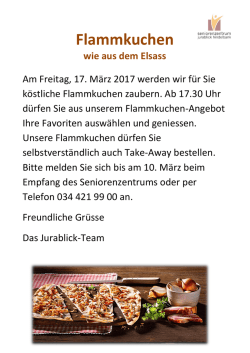 Flammkuchen - Seniorenzentrum Jurablick