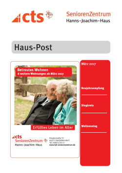 Hauszeitung M&auml;rz 2017 - Seniorenzentrum Hanns-Joachim-Haus