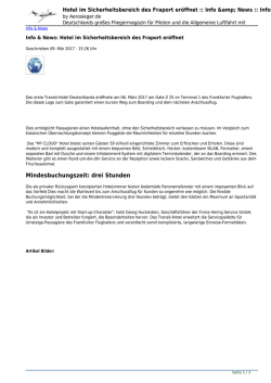 Hotel im Sicherheitsbereich des Fraport er&ouml;ffnet