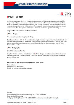 ePeCo Budget: Dezentrale Personalbudgetdaten