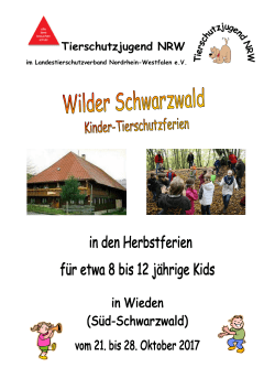 Infoflyer Kindertierschutzferien Schwarzwald 2017