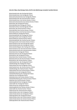 Liste der Abyss-Ausrüstungs-Items, die für eine