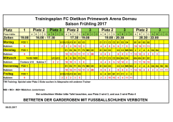 Trainingsplan FC Dietikon Primework Arena Dornau Saison