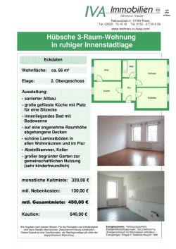 H&uuml;bsche 3-Raum-Wohnung in ruhiger Innenstadtlage