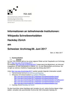 Informationen an teilnehmende Institutionen: Wikipedia - VSA-AAS