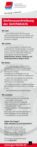 weiteren Infos in den Stellenausschreibungen