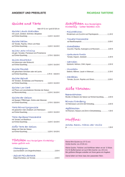 Preisliste Ricardas Tarterie