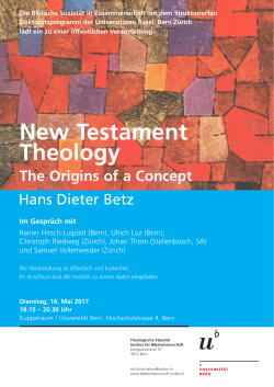 New Testament Theology - Theologische Fakultät