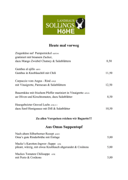 Heute mal vorweg Aus Omas Suppentopf