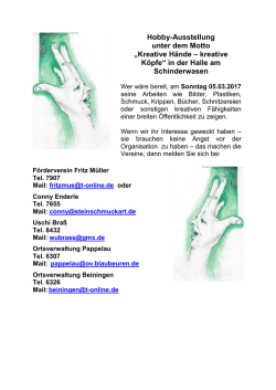 Hobby-Ausstellung unter dem Motto &bdquo;Kreative H&auml;nde &ndash; kreative